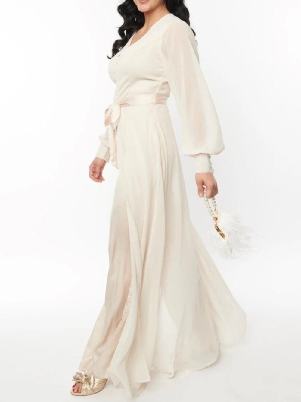 Unique Vintage Ivory Jumpsuit with Skirt Overlay 1X 16 NWOT